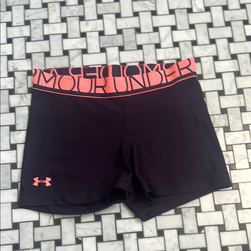 Under Armour Black and Pink Athletic Shorts with Compression Fit